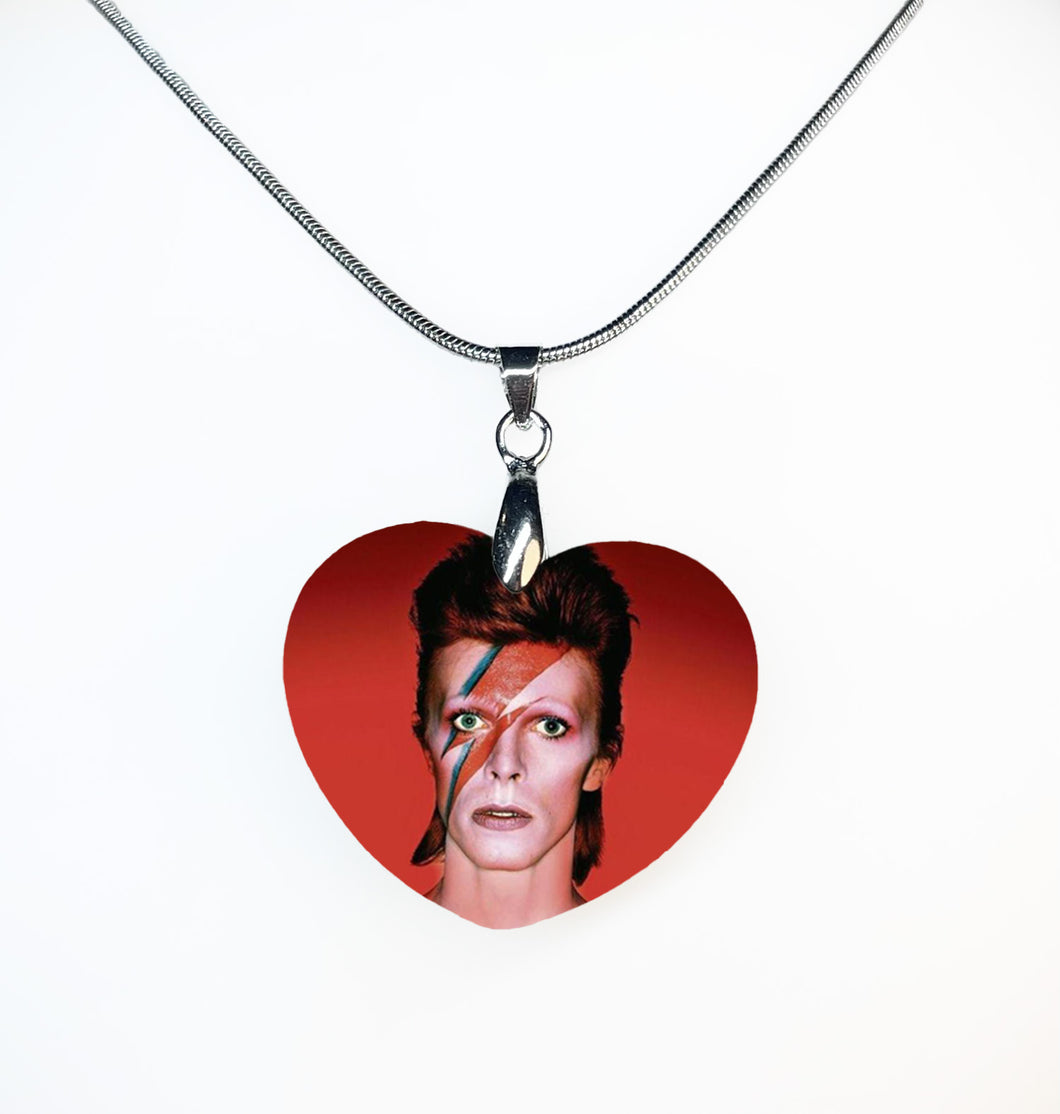 David Bowie Heart Necklace - double sided