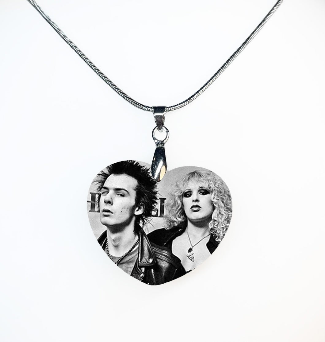 Sid and Nancy Heart Necklace - double sided